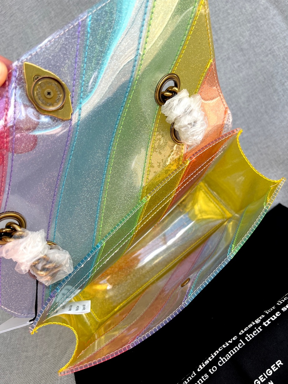 Kensington Vinyl CLEAR RAINBOW GLITTERED crossbody / shoulder bag - Picture 12 of 17